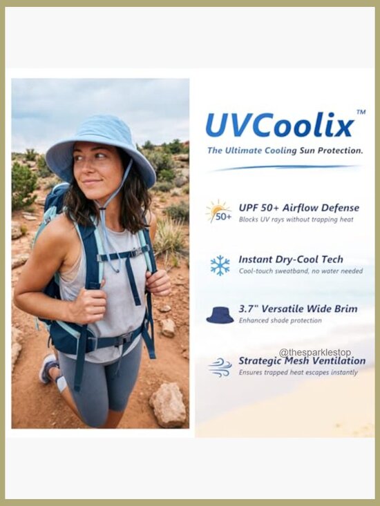 Wide Brim Bucket Sun Hat with Ponytail Hole UPF 50 Packable main image 6